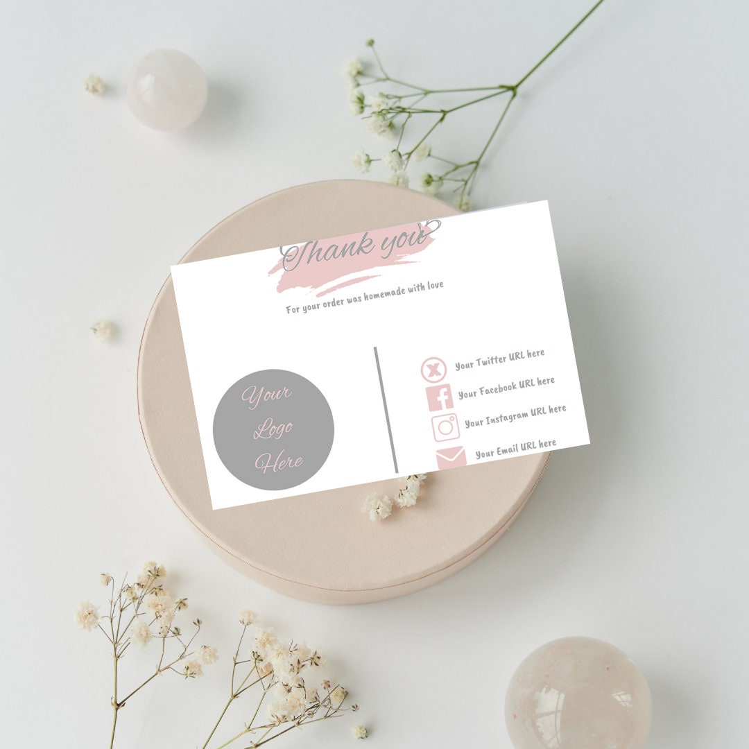Editable in CANVA Pink Business Thank You Insert Card Template Modern ...