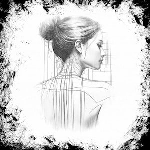 Stylish Woman Pencil Art – Digital Black & White Sketches, Hand-Drawn Pencil Art Prints of 17 Woman Portraits