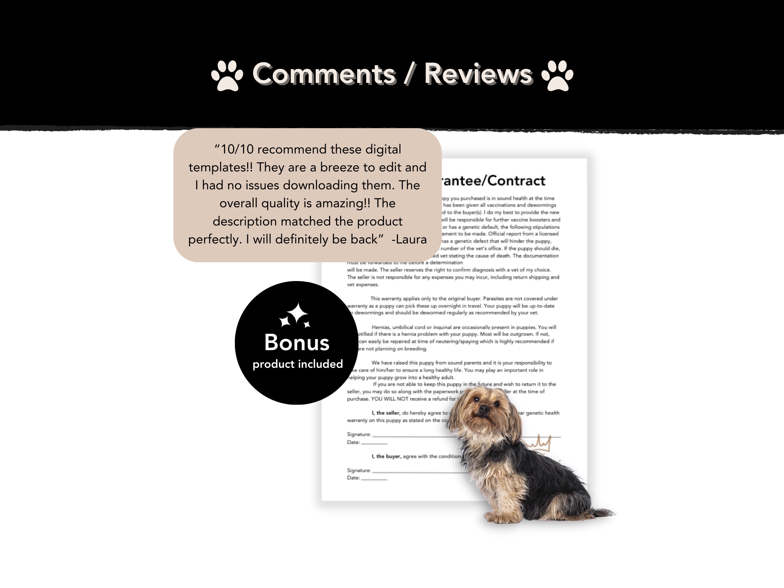 Puppy Health Guarantee Contract Form for Dog Breeders, Puppy Health