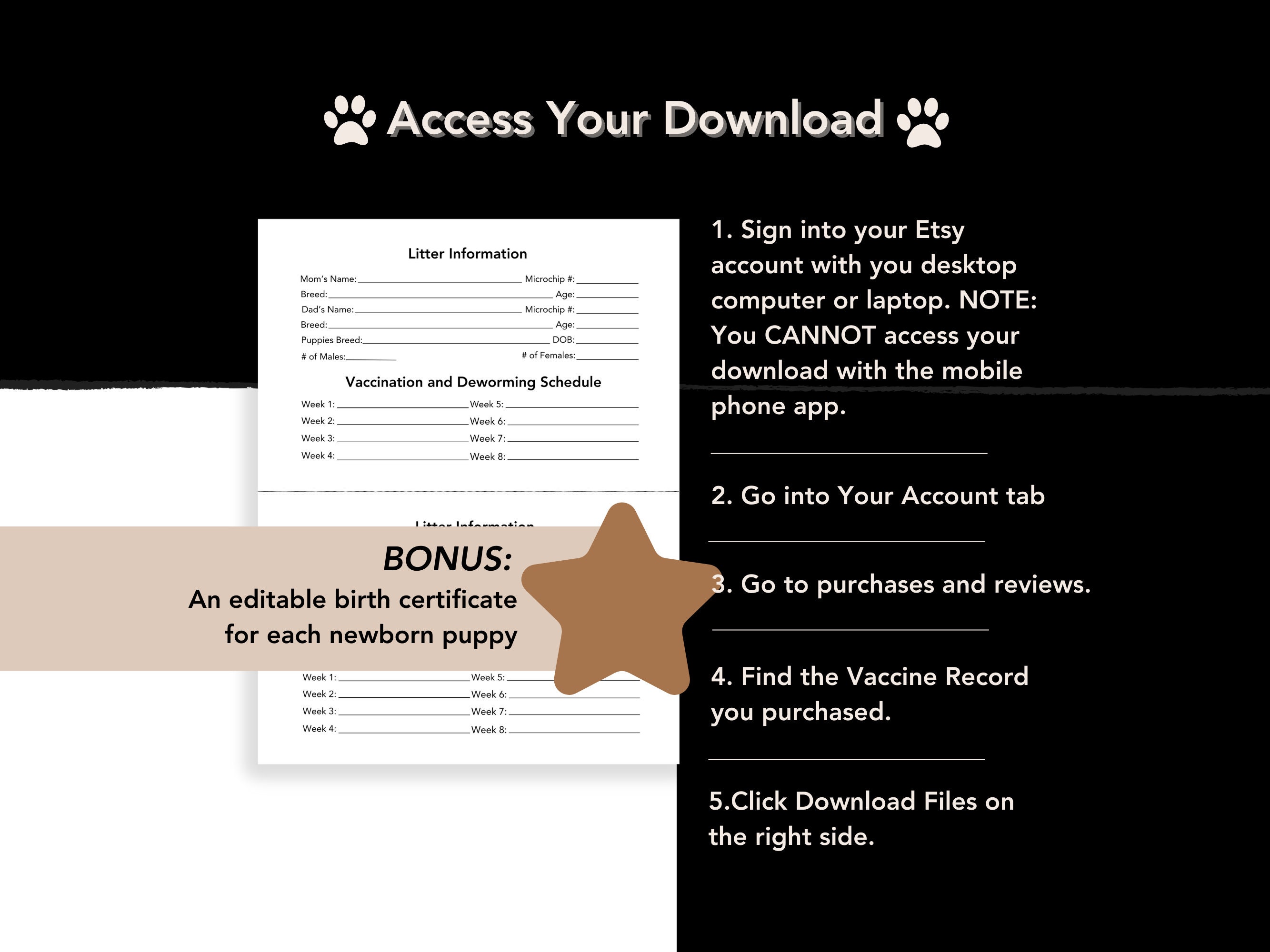 8.5x11 Dog Health Record, Editable Digital Deworming Record Organizer ...