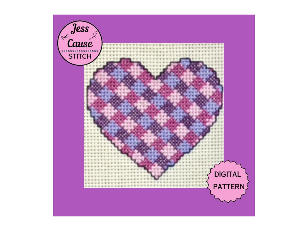 Plaid Heart Shaped Cross Stitch Pattern Etsy