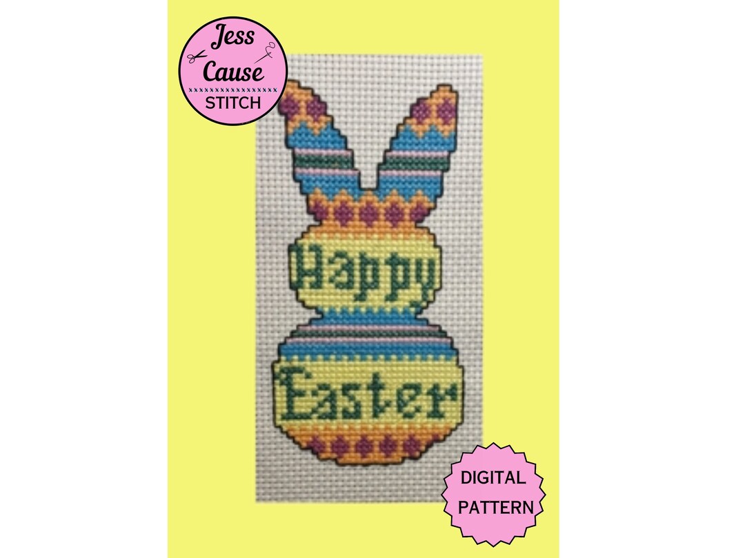 Happy Easter Bunny Cross Stitch Pattern - Etsy