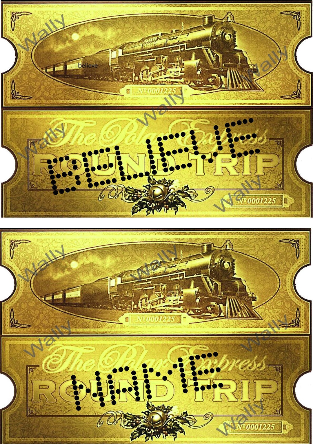 Unique Printable Personalized Polar Express Ticket, High Quality Front ...