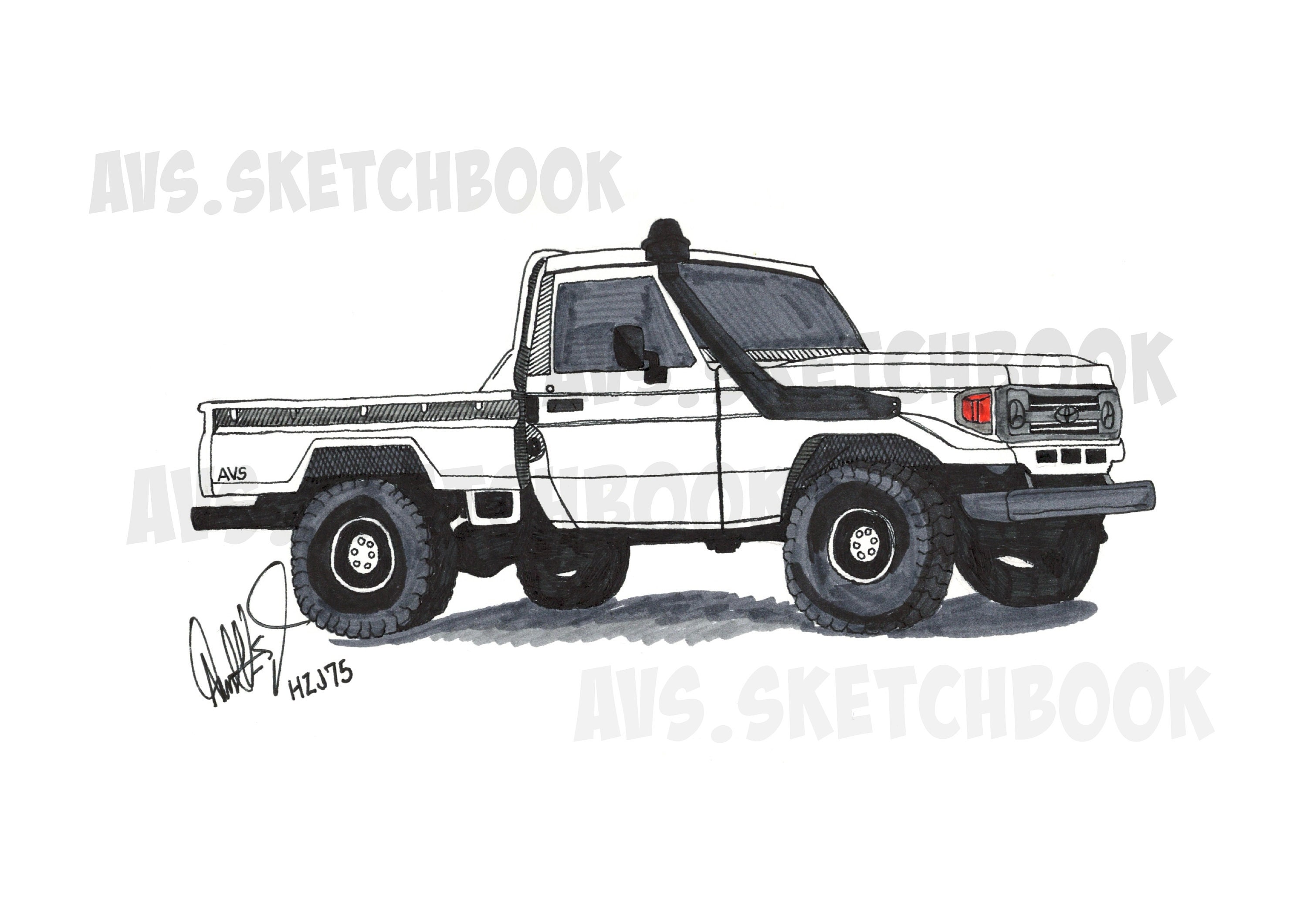 油絵 taiji.s 1996年08月　南フランスラベンダー　キャンバス8号 Toyota Land Cruiser Ink Drawing - Classic Truck Art - Etsy