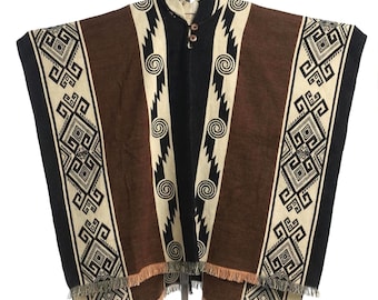 Boho Western Poncho, warm and cozy poncho, Premium Wool Blend, winter wear, unisex poncho, hooded cape, brown cape, gift ready 2026