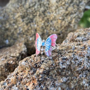 Rose Quartz butterfly ring, Silver ring, Statement ring, silver jewelry, gemstone ring, butterfly ring, 925 Sterling Silver, gift ideas 2026