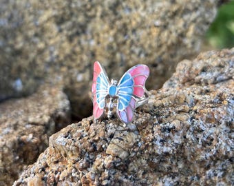Rose Quartz butterfly ring, Silver ring, Statement ring, silver jewelry, gemstone ring, butterfly ring, 925 Sterling Silver, gift ideas 2026