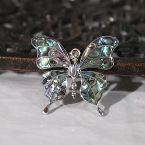 Abalone Butterfly Pendant, Sterling Silver, Statement Pendant, Abalone Jewelry, Butterfly wings pendant, 925 Silver Jewelry, Abalone Pendant