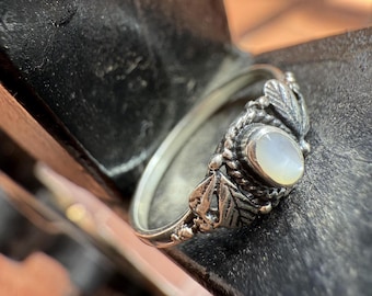 White Mother of Pearl Ring, natural shaped, Statement ring, sterling silver, .925 sterling silver ring, pearl ring, silver rings