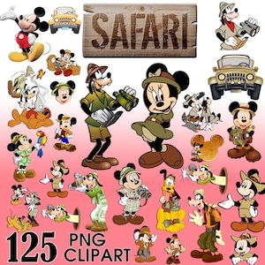 Pacchetto PNG di Mickey Safari, Clipart di Mickey Safari, Download digitale di documenti digitali di Mickey