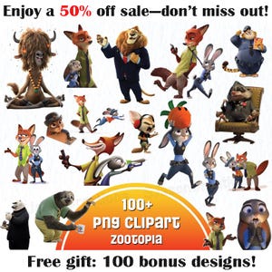 Zootopia PNG clipart bundel, Zootopia PNG cartoon sublimatie, Cliparts collectie instant digitale download