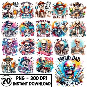 Sublimación del Día del Padre de moda, Padre divertido PNG, Diseño de sublimación de esqueleto, Día del Padre Png, Descarga digital