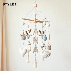 Custom Crochet Swan Princess Baby Mobile: Neutral Nursery Decor