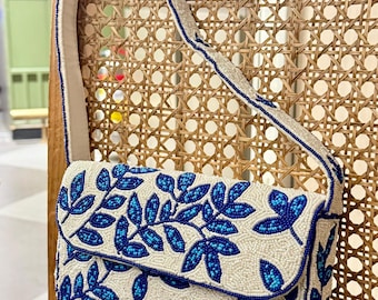 Staud bag dupe,Beaded bag, Wedding bag, Gift for her, shoulder bag, Beaded clutch, Beaded purse,Trendy bag,staud bag,summer bag,wedding gift