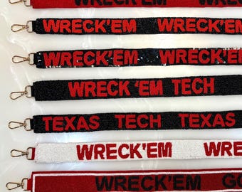 Custom Beaded Bag Strap | Gameday Purse Strap | Stadium Bag Accessories| Texas Tech Purse Strap | Wreck ’Em Red Raiders Beaded Gameday strap