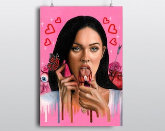 JENNIFER'S BODY Megan Fox Oil Painting Poster Pop Art 12x18 Halloween Horror movie Y2K Jennifer check Lighter pink flame