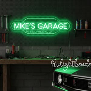 Anpassad garage neonskylt: Personlig man cave dekor