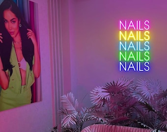 Nails Neon Sign, Beauty Salon Decor, Nail Studio LED Light