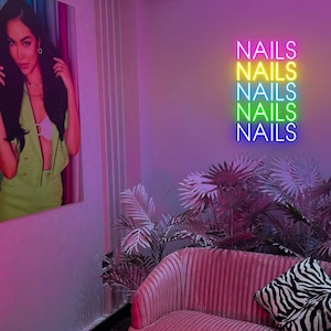 NAILS NAILS NAILS neon sign, Beauty salon signboard, Nail Studio Neon Light, Nail salon Led Sign, Beauty Room Decor