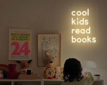 cool kids read book neon sign,kid's room decor,new year gifts,boy/girl room decor