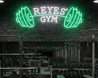 Personalized Gym Neon Sign: Barbell LED Wall Decor