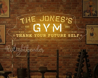 Custom Home Gym Neon Sign, Personalized Fitness Decor