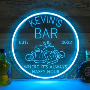 Letrero de neón LED personalizado para bar: whisky, cóctel, tequila