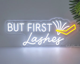 But First Lashes Neon Sign: Beauty Salon LED Decor