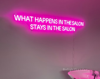 What happens in the salon stays in the salon Girl Boss Sign, Beauty Neon Sign, Studio Neon Sign,Custom Business Sign