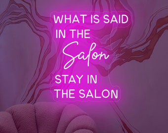 What is Said in the Salon Stays in the Salon Neon sign Girl Boss Sign, Beauty Neon Sign, Studio Neon Sign,Custom Business Sign