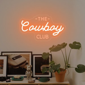 Cowboy Club Neon Sign: Western Man Cave Decor