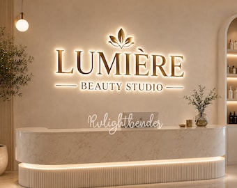 Custom Acrylic Salon Logo Sign, LED Backlit Beauty Reception Sign, Personalized Hair Salon Wall Decor, Spa Studio Business Logo Sign