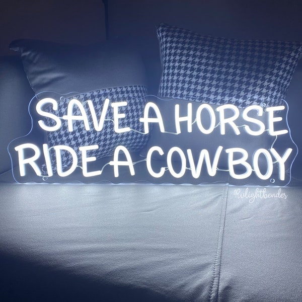 Save a horse ride a cowboy neon sign,Western Rodeo decor,mancave neon Sign,Cowboy led wall neon sign,Cowboy room decor