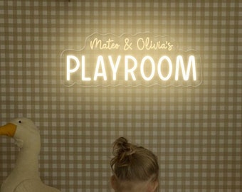 Personalized Playroom Sign with Names neon sign, kid's neon sign, kid's room decor, Playroom Wall Decor, Nursery Wall Art, Let's Play Sign