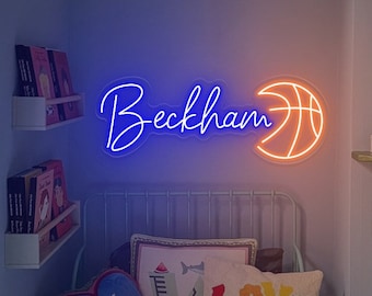 Custom Name Basketball Neon Sign: Personalized Sports Decor,gifts for kids