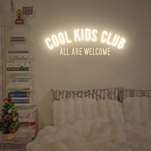 cool kids club all are welcome neon sign, kid's room decor, new year gifts, boy/girl room decor
