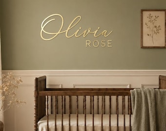 Custom Nursery Name Sign, Custom Cursive Baby Name Wall Decor, Personalized Mirror Acrylic Letters, Girls Bedroom Decor, Baby Shower Gift