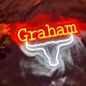 Personalisierte Name Bull Hörner Leuchtreklame: Western Cowboy Raum Dekor