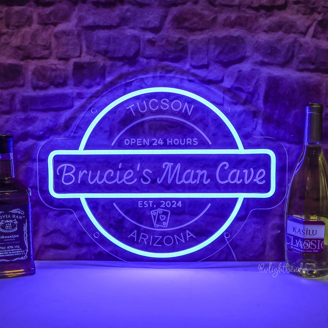 Custom Man Cave LED Neon Sign: Personalized Bar Decor, Father's Day ...
