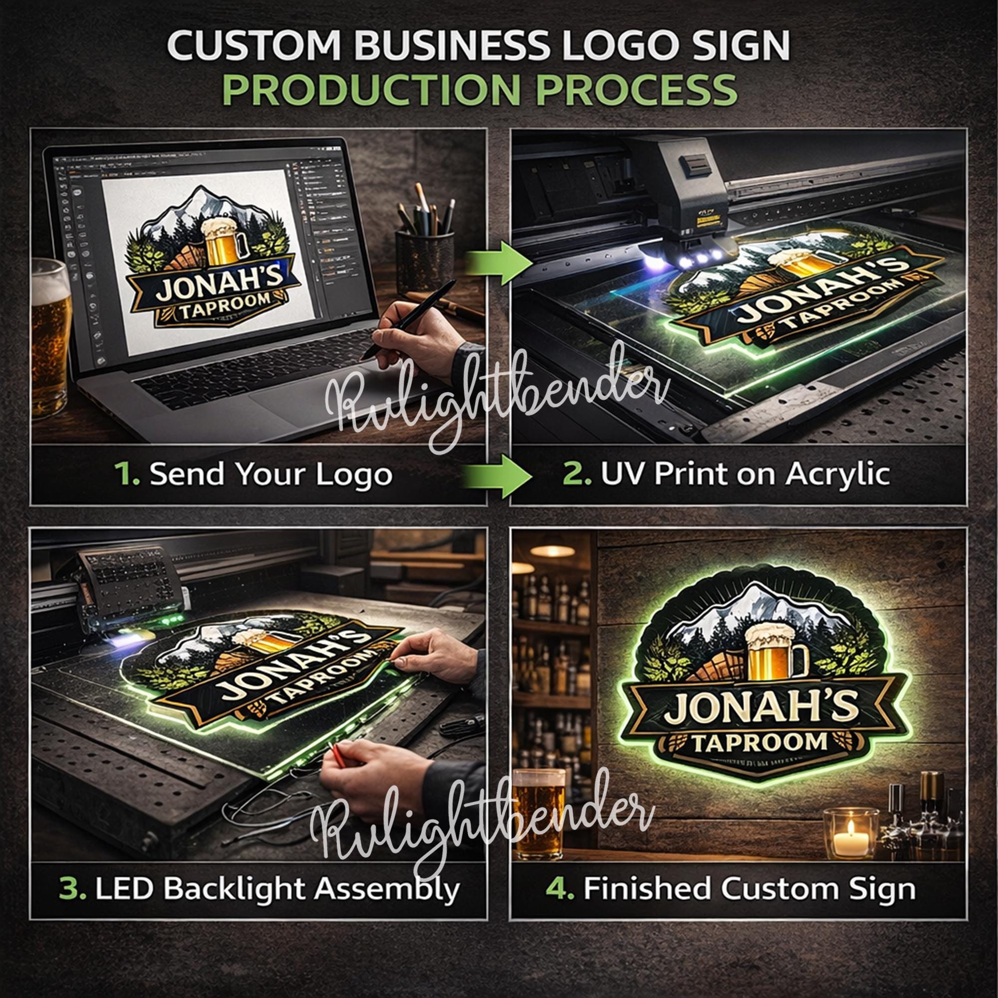 Custom Led Backlight Sign Logo Custom Logo LED Sign, Personalized Business Acrylic Backlit Sign ...