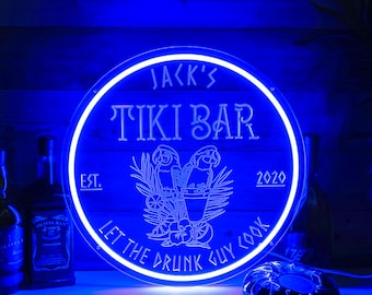 Custom Tiki Bar Neon Sign: Whiskey Cocktail Tequila Bar Decor