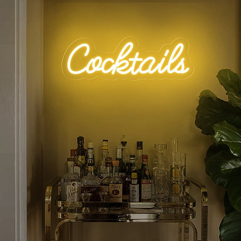 Cocktails LED Neon Sign: Home Bar Decor - Etsy