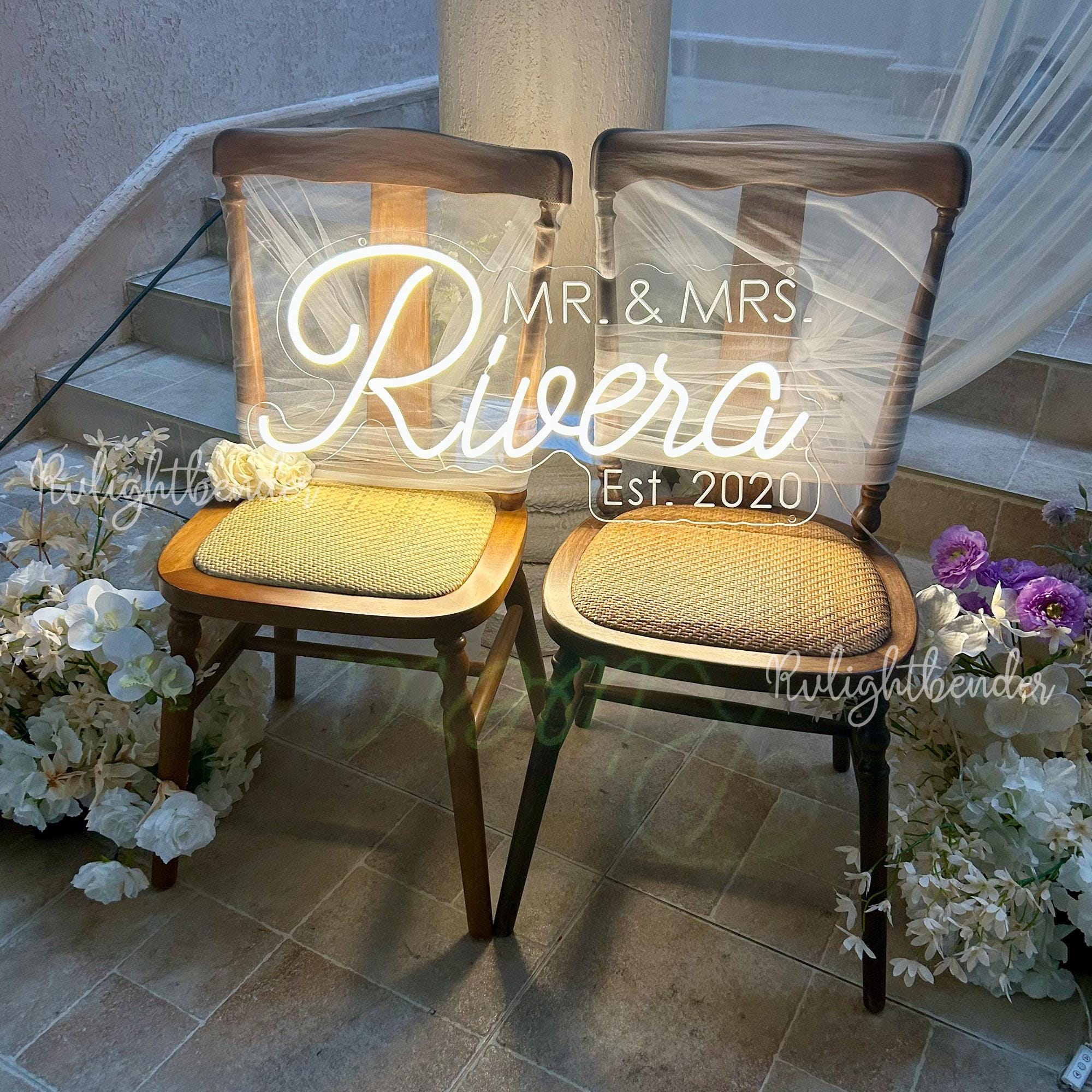 Custom Mr & Mrs Wedding Neon Sign: Personalized Last Name Backdrop