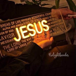 Enseigne néon Jesus Word Cloud : décoration murale chrétienne