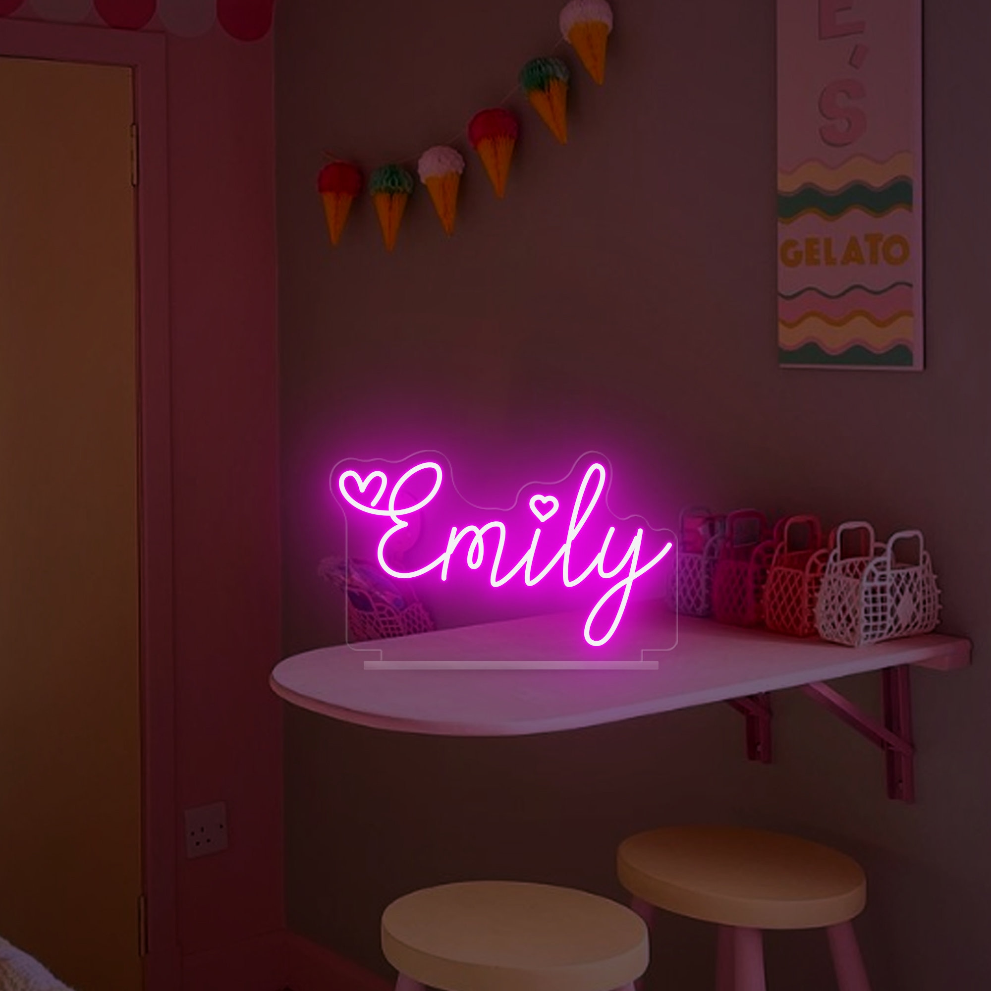 Custom Name Free Standing Neon Sign, Table Neon Sign, Logo Table Sign
