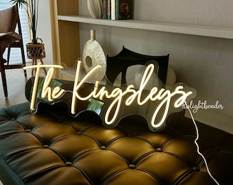 Custom Wedding Neon Name Sign: Battery Operated LED Neon