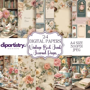 Vintage Floral Junk Journal Digital Kit - French Shabby Chic Nature Theme - Instant Download with Commercial Use