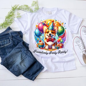 Coloré Corgi anniversaire PNG Sublimation Design pour chien maman chemises, animal de compagnie amoureux cadeau Clipart, mignon fête chien art numérique en téléchargement