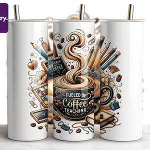 Angetrieben durch Kaffee Lehren Digitaler Download PNG Clipart für Sublimationsentwürfe Druckbare Kunst Sofortiger Download Transparent