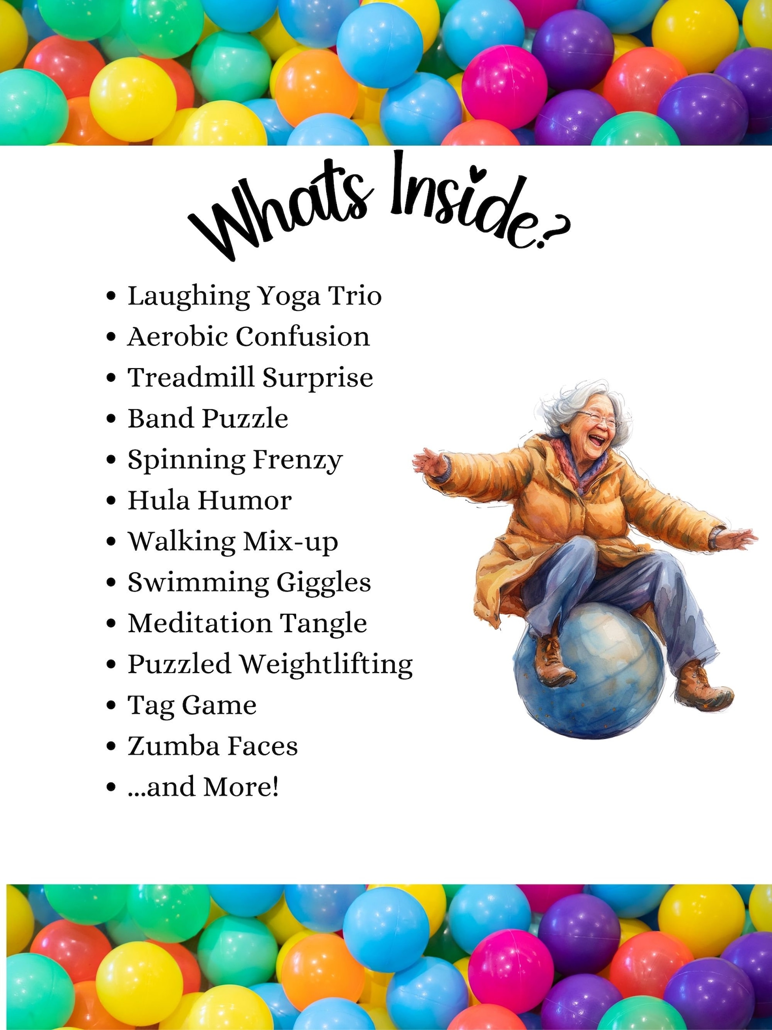 Funny Old Ladies Exercising Clipart Bundle Watercolor PNG Collection